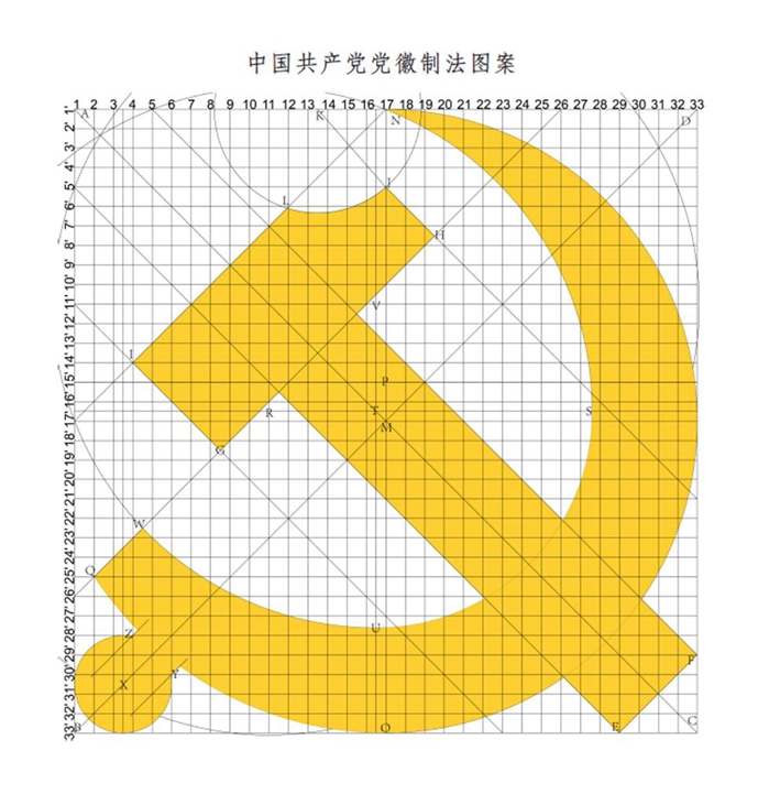 图表:《中国共产党党徽党旗条例》附件1:中国共产党党徽制法说明 新华社发 图表:《中国共产党党徽党旗条例》附件1:中国共产党党徽制法说明 新华社发